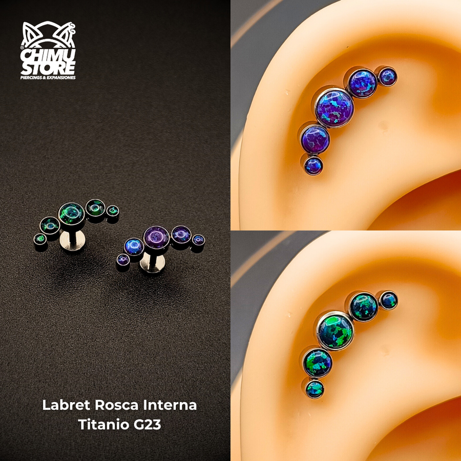 NEW Labret (HC) Titanio G23 - Cluster 5 Opalitas (1,2mm) (16G)