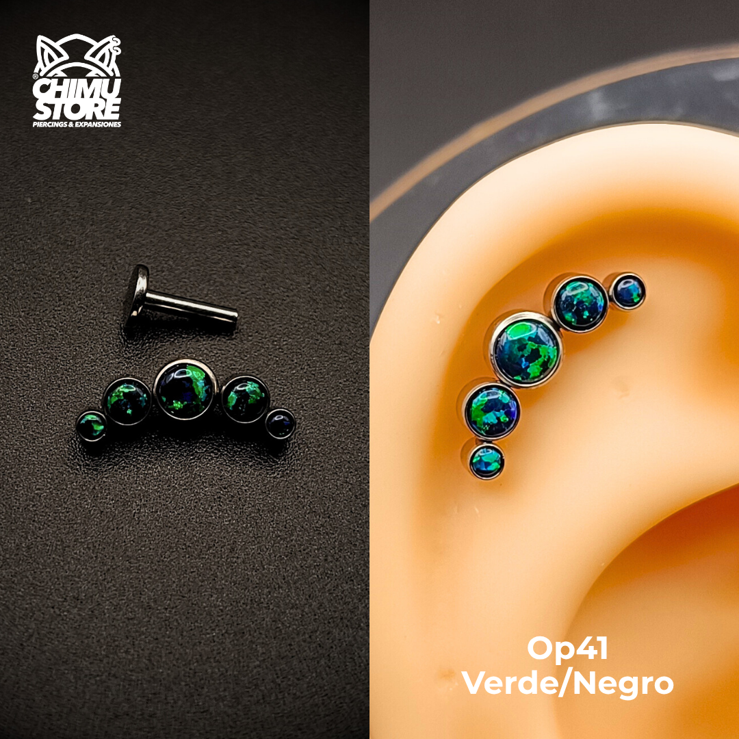 NEW Labret (HC) Titanio G23 - Cluster 5 Opalitas (1,2mm) (16G)