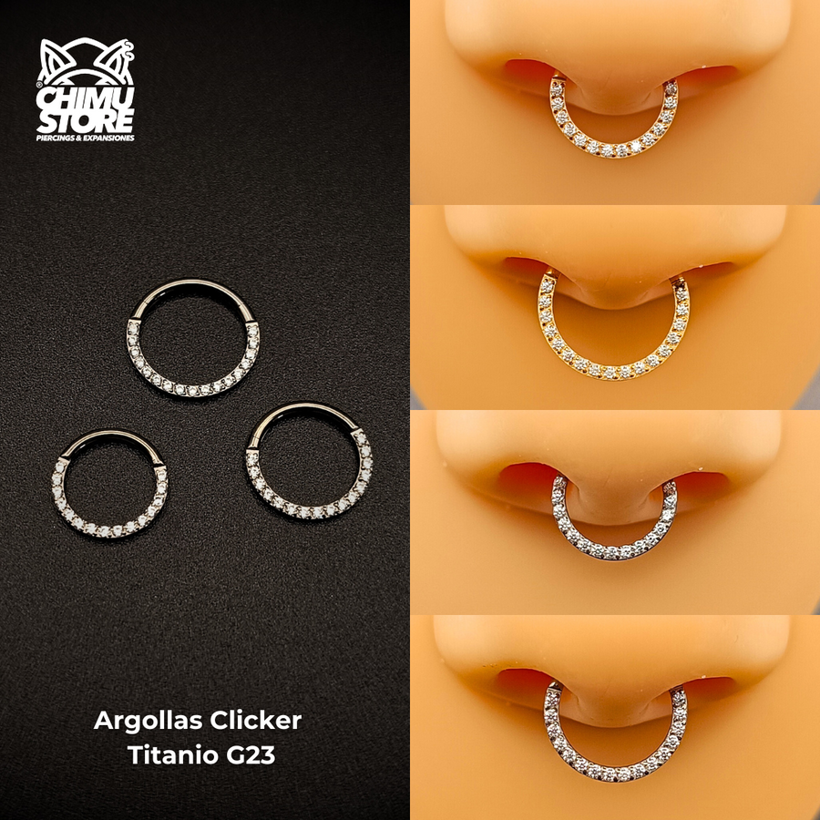 NEW Argolla Clicker Titanio G23 - Zirconias Frontales (1,2mm) (16G)