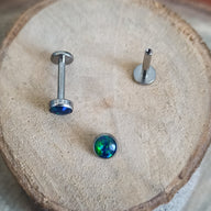 NEW Labret Titanio G23 - Piedra Opalita de 4mm (1,2mm;8mm;4mm) (16G)