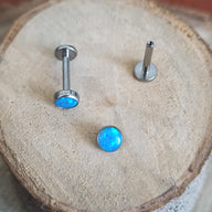 NEW Labret Titanio G23 - Piedra Opalita de 4mm (1,2mm;8mm;4mm) (16G)