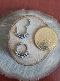 NEW Argolla Clicker Acero Inoxidable - Bordeado de 7 Bolitas (1,2mm;8mm) (16G)