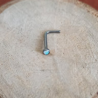 REP Nostril Forma de L Titanio G23 - Piedra Opalita (0,8mm;7;2mm) (20G)