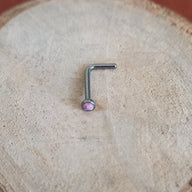 REP Nostril Forma de L Titanio G23 - Piedra Opalita (0,8mm;7;2mm) (20G)