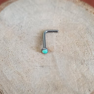 REP Nostril Forma de L Titanio G23 - Piedra Opalita (0,8mm;7;2mm) (20G)