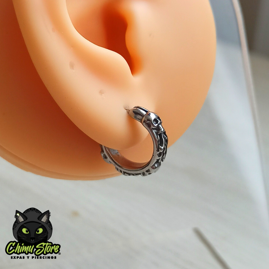 Piercing Lobulo Acero Inoxidable - Borde 3 Cráneos (1mm;11mm)