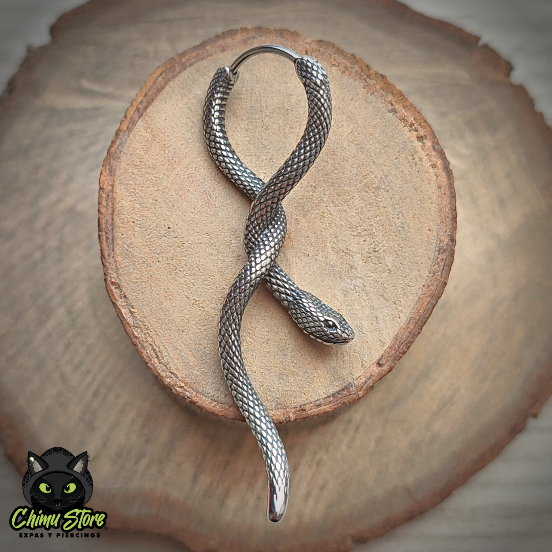 REP Piercing Lobulo Acero Inoxidable - Serpiente Larga Cruzada (1mm) (18G)