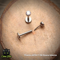 Labret Push Pin Titanio ASTM F-136 - Zirconia 3mm en Cono (1,2mm;8mm) (16G)