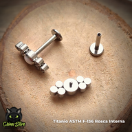 Labret Titanio ASTM F-136 - Op17 Blanca y Zirconias Triples (1,2mm;8mm) (16G)