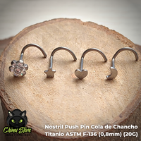 Nostril Push Pin Colita Titanio ASTM F-136 - Figuras (0,8mm) (20G)