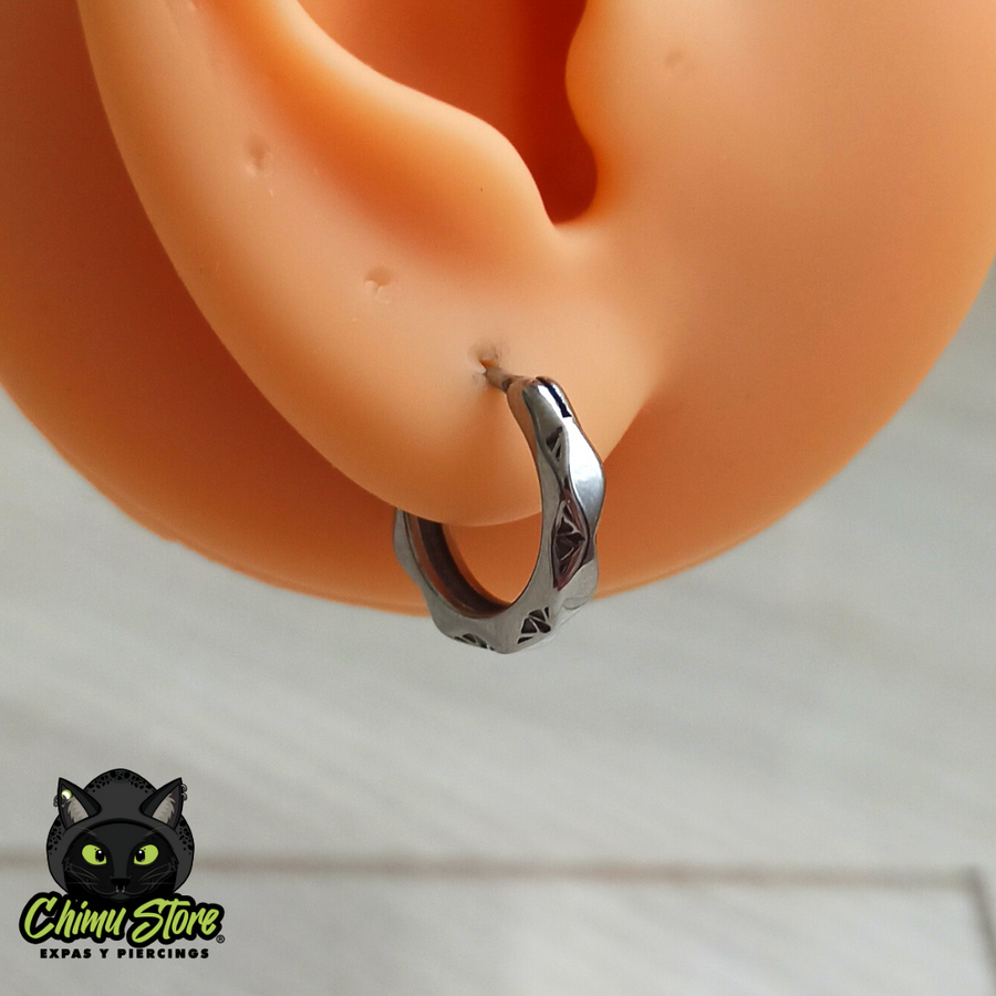 Piercing Lobulo Acero Inoxidable - Ondas en Bordes (1mm;11mm)
