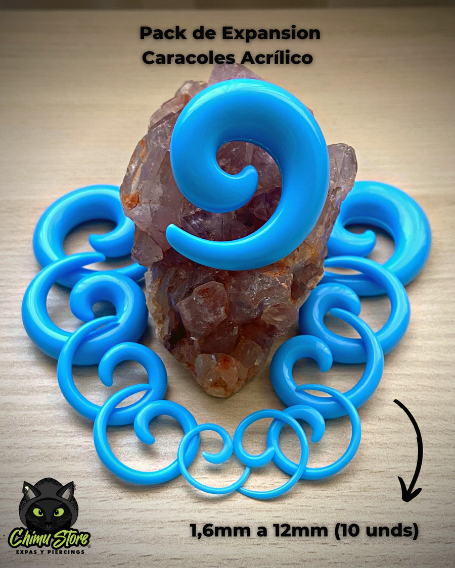 Pack de Expansión 10 Unds - Espiral Acrílico Celeste (1,6mm a 12mm)