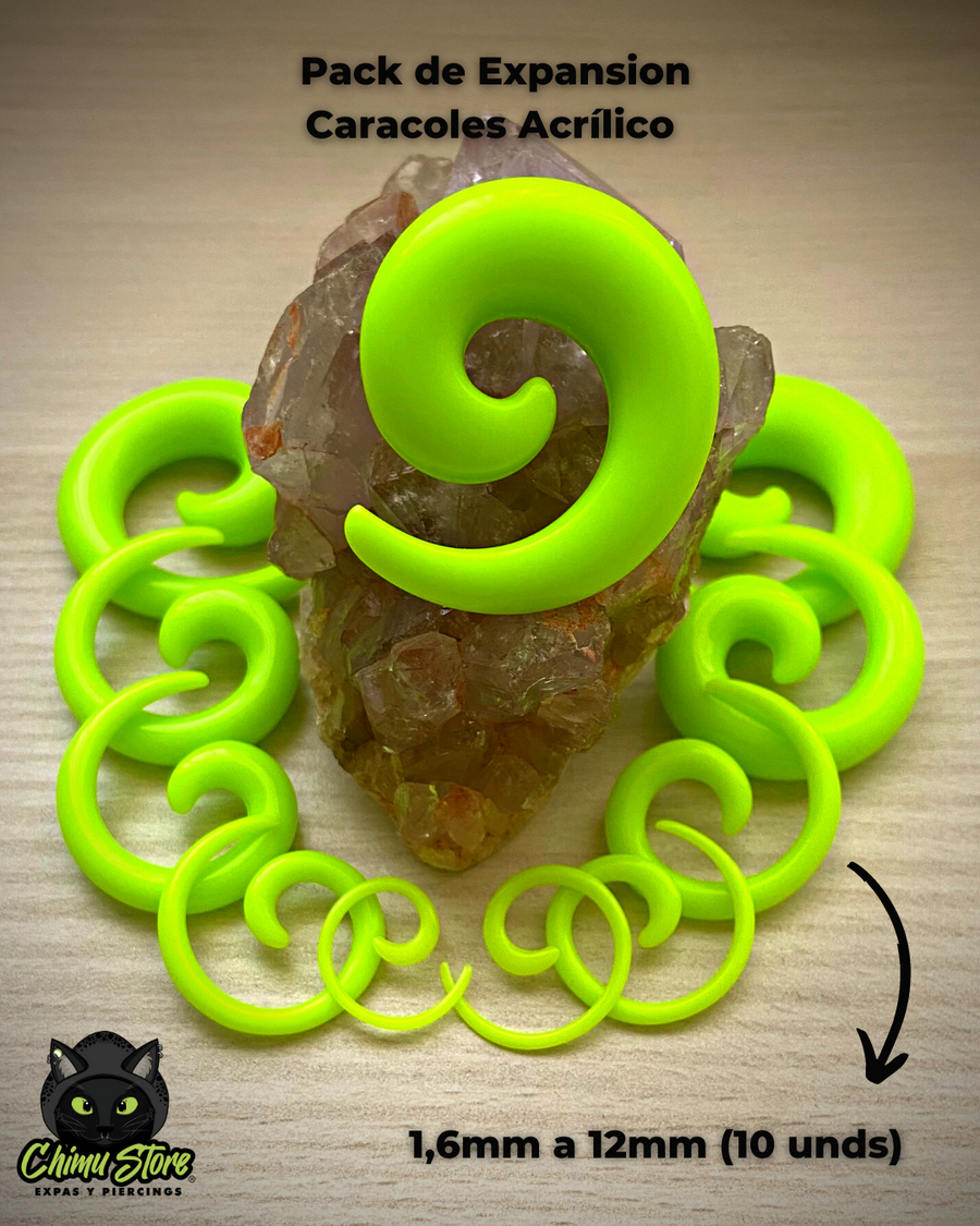 Pack de Expansión 9 Unds - Espiral Acrílico Verde (1,6mm a 12mm)