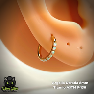 Argolla Clicker Titanio ASTM F-136 - Opalitas Op17 Blancas Laterales (1,2mm;8mm) (16G)