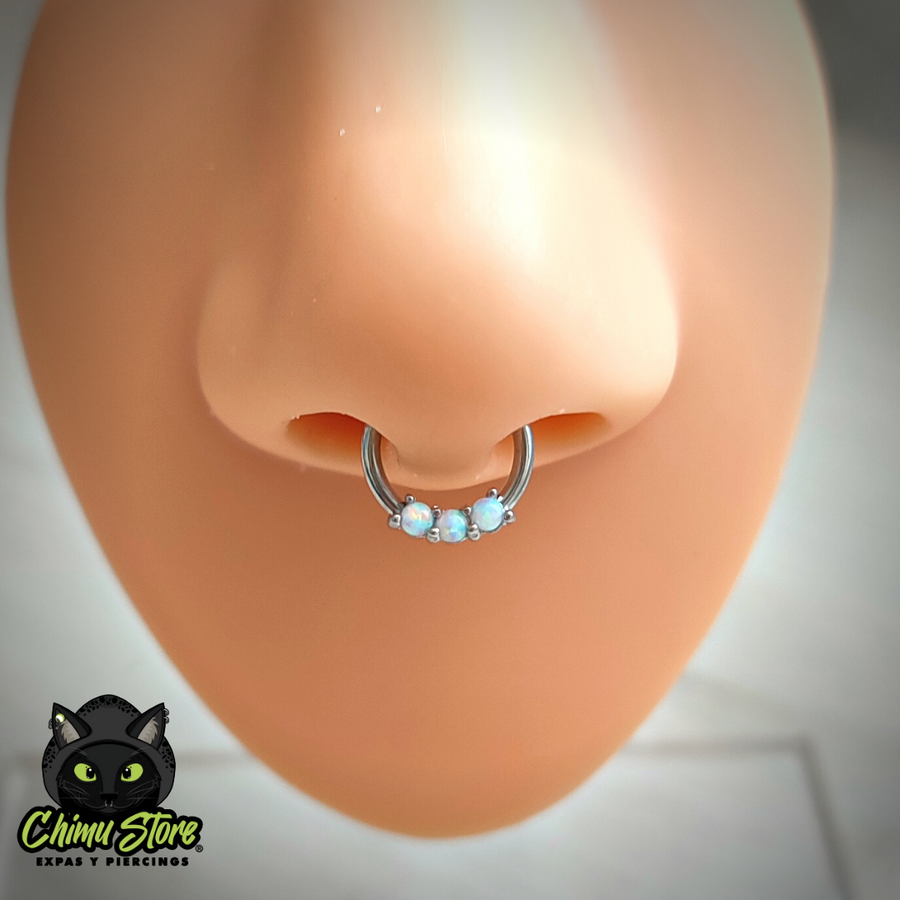REP Argolla Clicker Acero Inoxidable - 3 Opalitas (1,2mm;8mm) (16G)