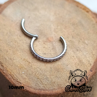 NEW Argolla Clicker Titanio ASTM F-136 - Plateada Zirconias Laterales (1,2mm) (16G)