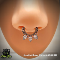 Argolla Clicker Titanio ASTM F-136 - 3 Zirconias en Punta y Cuentas (1,2mm;8mm) (16G)