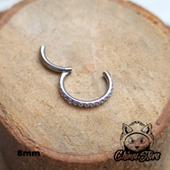 REP Argolla Clicker Titanio ASTM F-136 - Plateada Zirconias Laterales (1,2mm) (16G)