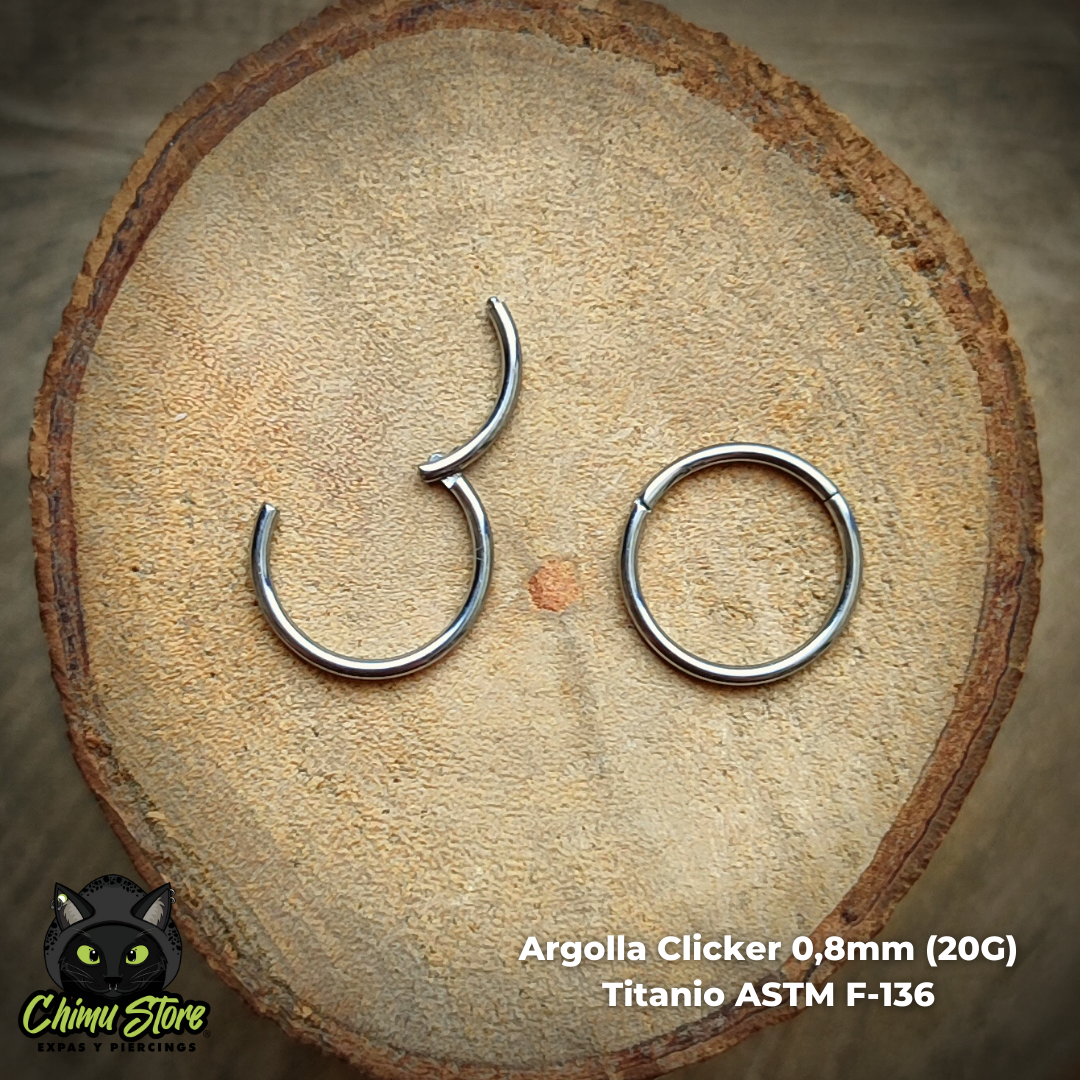 NEW Nostril Argolla Clicker Titanio ASTM F-136 - Lisa (0,8mm) (20G)
