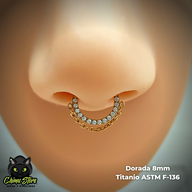 Argolla Clicker Titanio ASTM F-136 - Zirconias Frontales con Cadena (1,2mm) (16G)