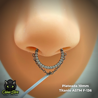 Argolla Clicker Titanio ASTM F-136 - Zirconias Frontales con Cadena (1,2mm) (16G)