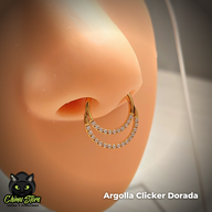 Argolla Clicker Titanio ASTM F-136 - Argolla Doble Zirconias Frontales (1,2mm;10mm) (16G)