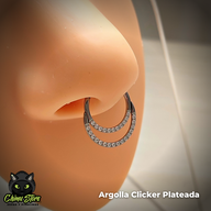 Argolla Clicker Titanio ASTM F-136 - Argolla Doble Zirconias Frontales (1,2mm;10mm) (16G)