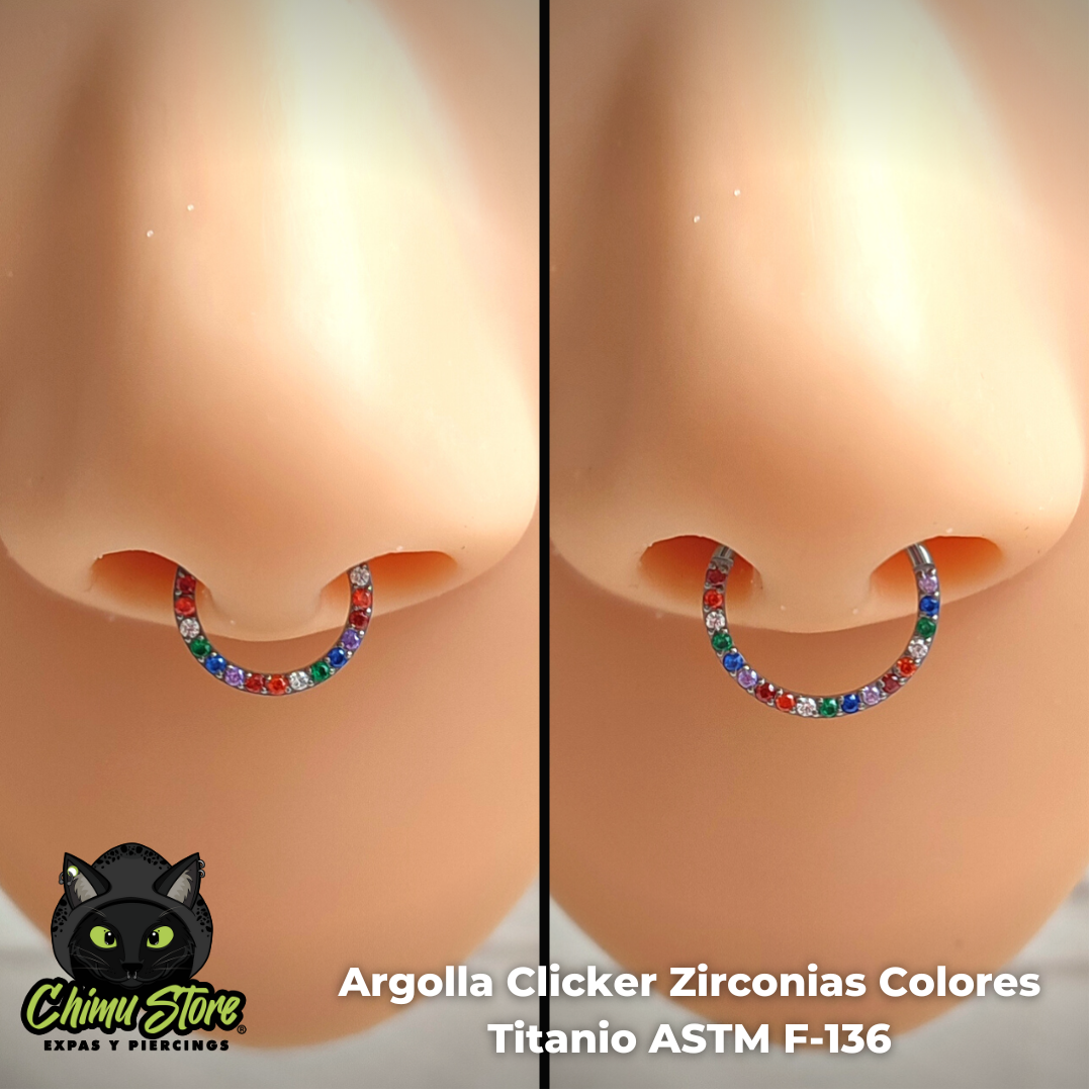 REP Argolla Clicker Titanio ASTM F-136 - Zirconias Colores Frontales (1,2mm) (16G)