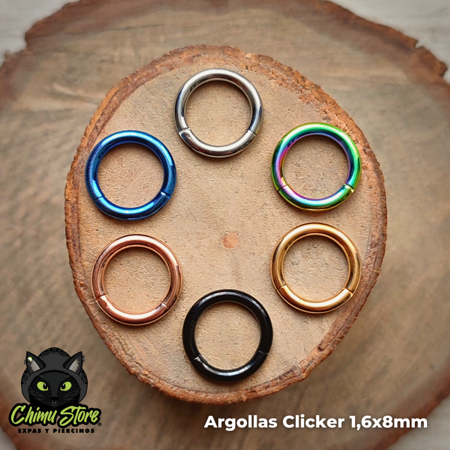 NEW Argollas Clicker Titanio G23 - Tamaño 8mm (1,6mm;8mm) (14G)