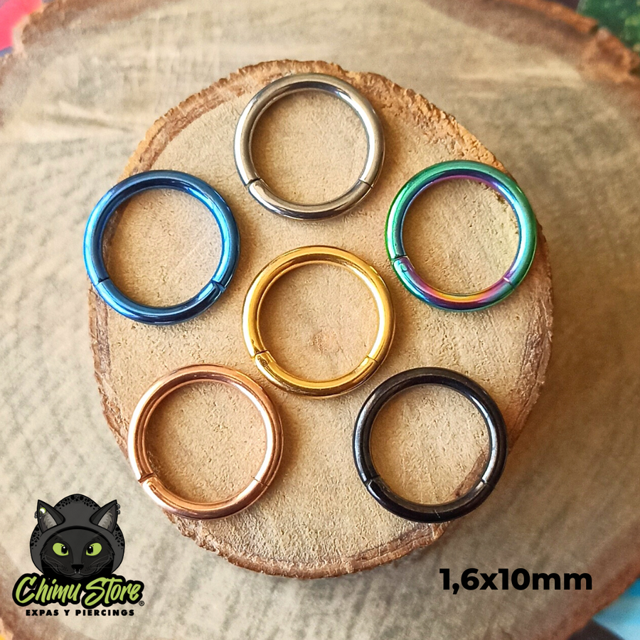 Argollas Clicker Titanio G23 - Tamaño 10mm (1,6mm;10mm) (14G)