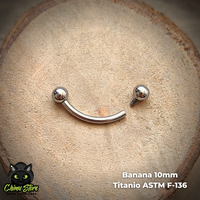 Banana Rosca Interna Titanio ASTM F-136 - Plateada Bolitas 3mm (1,2mm) (16G)