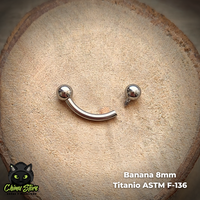 Banana Rosca Interna Titanio ASTM F-136 - Plateada Bolitas 3mm (1,2mm) (16G)