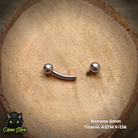 Banana Rosca Interna Titanio ASTM F-136 - Plateada Bolitas 3mm (1,2mm) (16G)