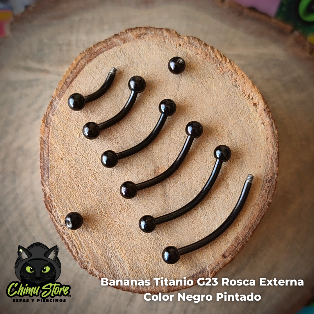 Banana Titanio G23 - Bolitas 3mm Negro (1,2mm) (16G)