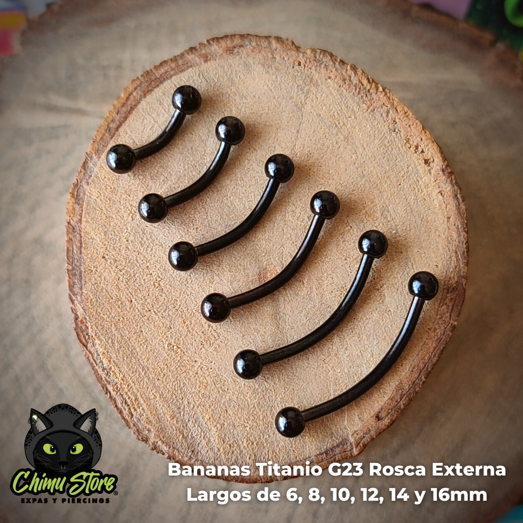 Banana Titanio G23 - Bolitas 3mm Negro (1,2mm) (16G)