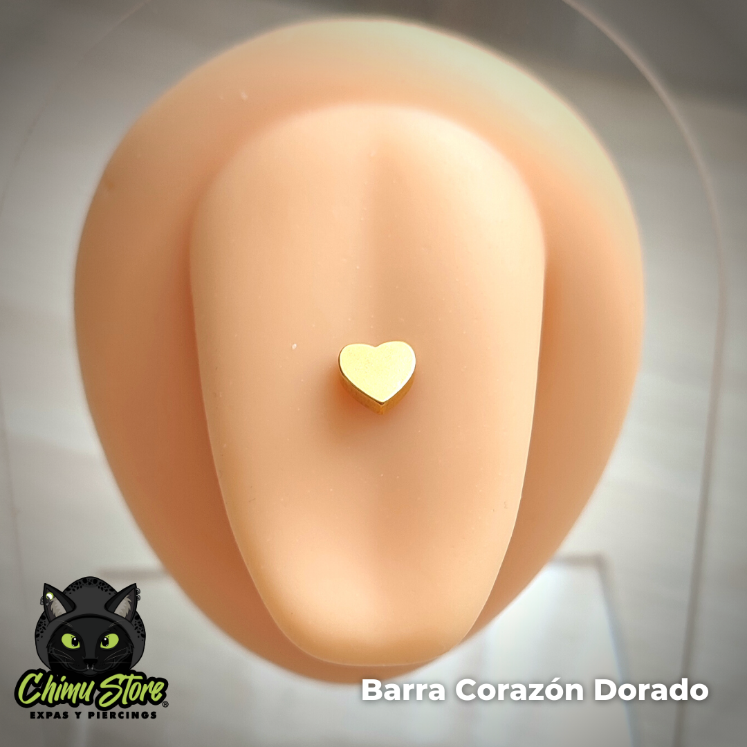 Barra Lengua Acero Inoxidable - Corazón Plateado/Dorado (1,6mm;16mm) (14G)