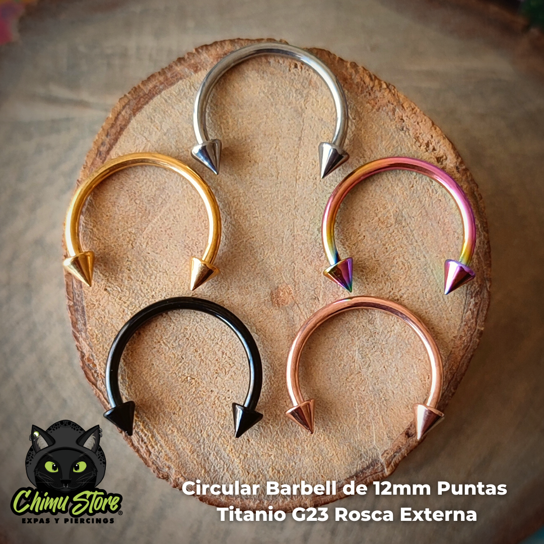 Circular Barbell Puntas Titanio G23 - Tamaño 12mm (1,2mm;16G)