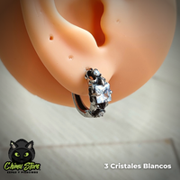 Piercing Lobulo Acero Inoxidable - 3 Cristales (1mm;10,5mm)