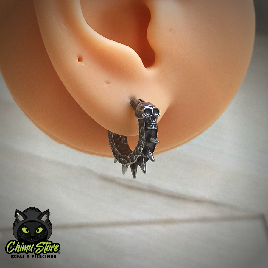 NEW Piercing Lobulo Acero Inoxidable - Cráneo con Puntas (1mm;11mm)