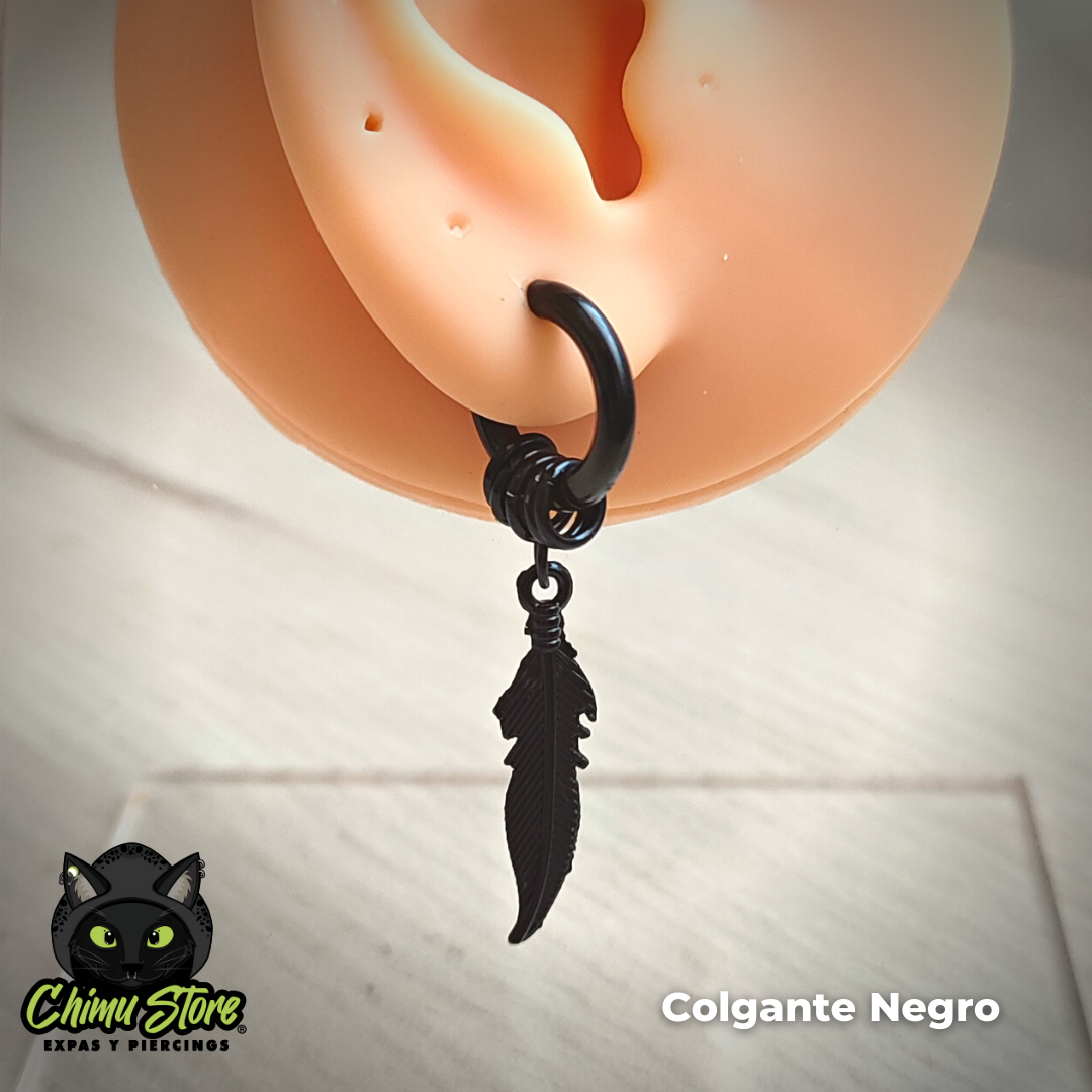 NEW Colgante Acero Inoxidable - Pluma y 4 Argollitas (1mm;12mm)