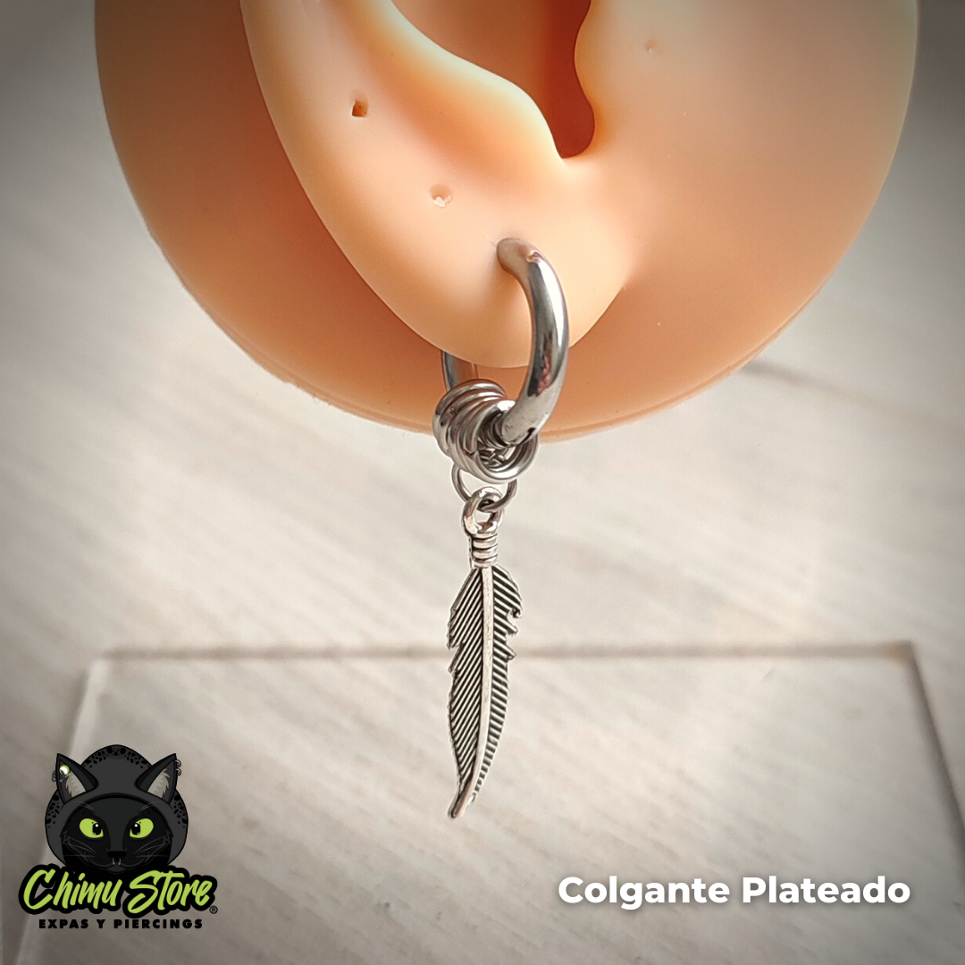 NEW Colgante Acero Inoxidable - Pluma y 4 Argollitas (1mm;12mm)