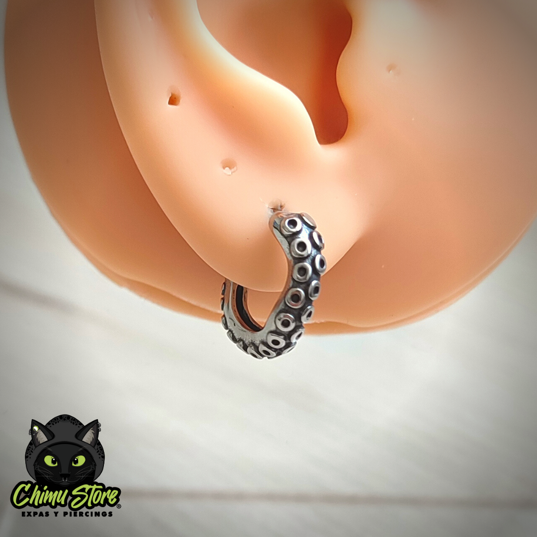 NEW Piercing Lobulo Acero Inoxidable - Tentaculo de Pulpo (1mm;11mm)