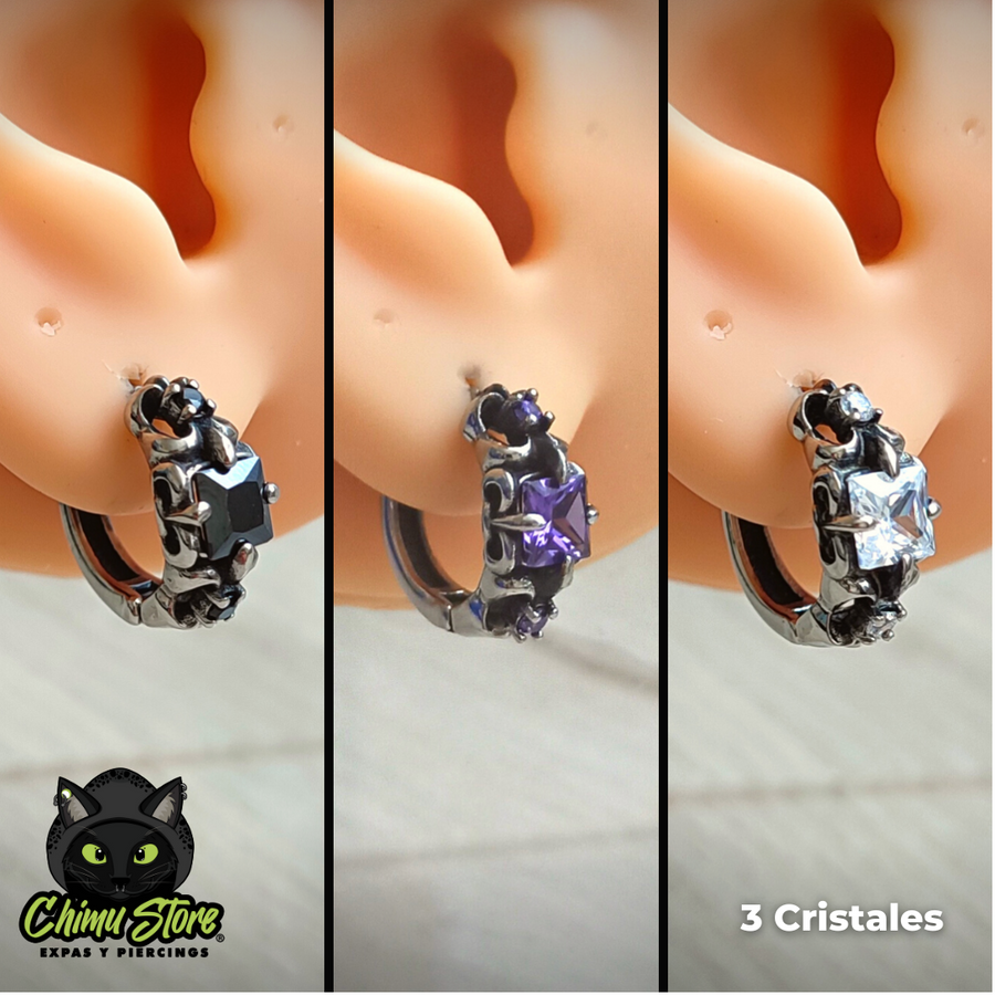 Piercing Lobulo Acero Inoxidable - 3 Cristales (1mm;10,5mm)