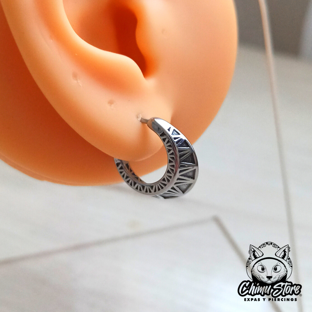 Piercing Lobulo Acero Inoxidable - Líneas Triangulares