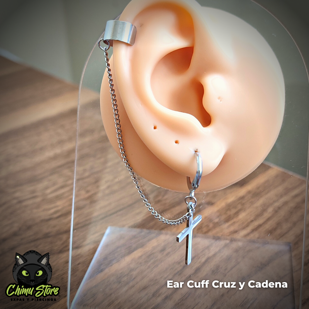 Ear Cuff Acero Inoxidable - Cadena y Cruz