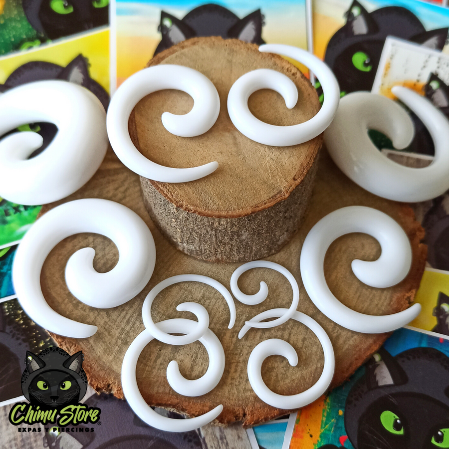 Expansores Acrílico - Espiral Blancos (1,6mm a 14mm)