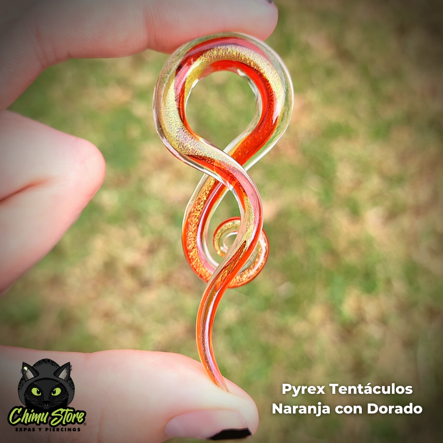 Expansor Pyrex - Tentáculo Naranja y Dorado (8mm a 12mm)