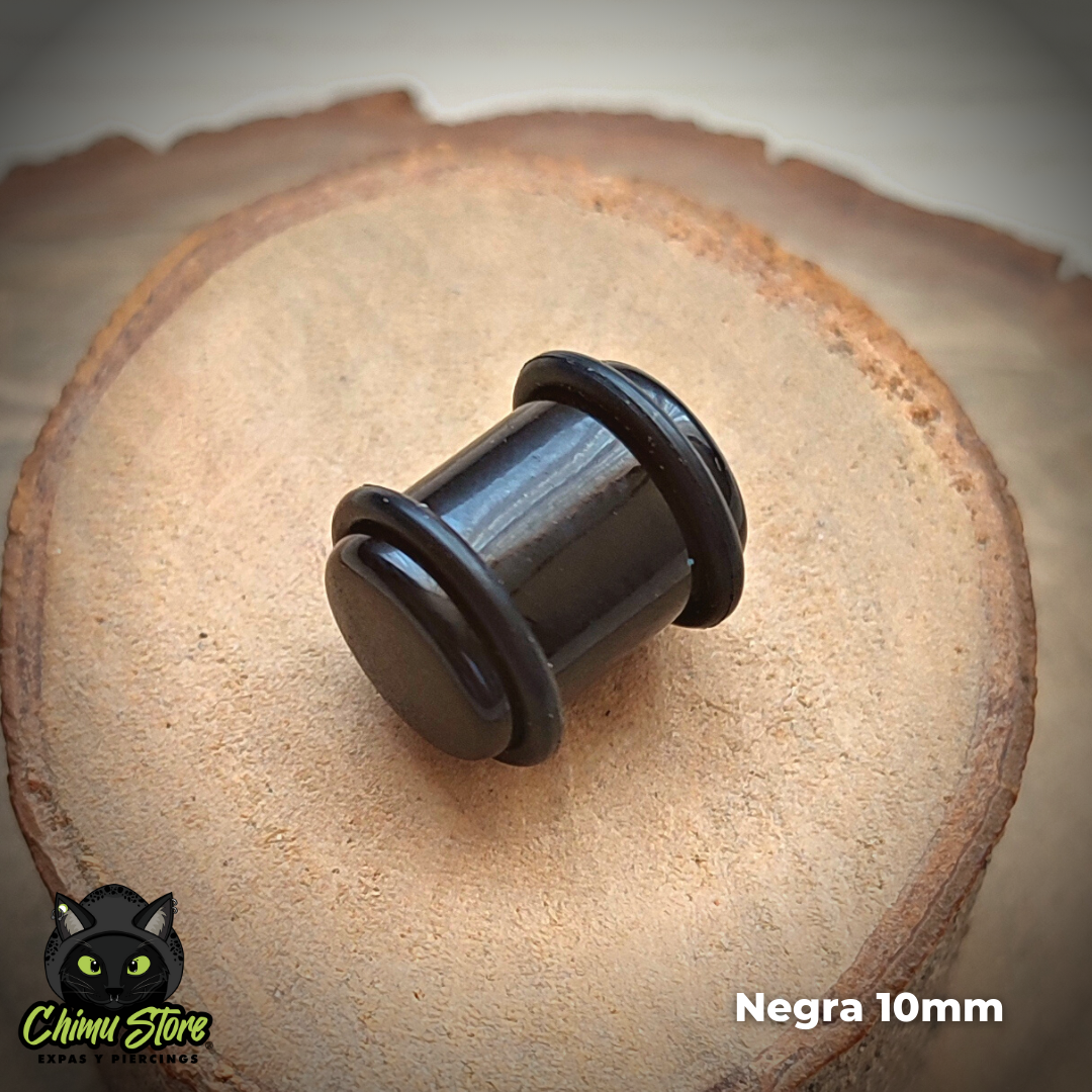 Expansiones Acrílico - Negras con Gomitas (1,6mm a 10mm)