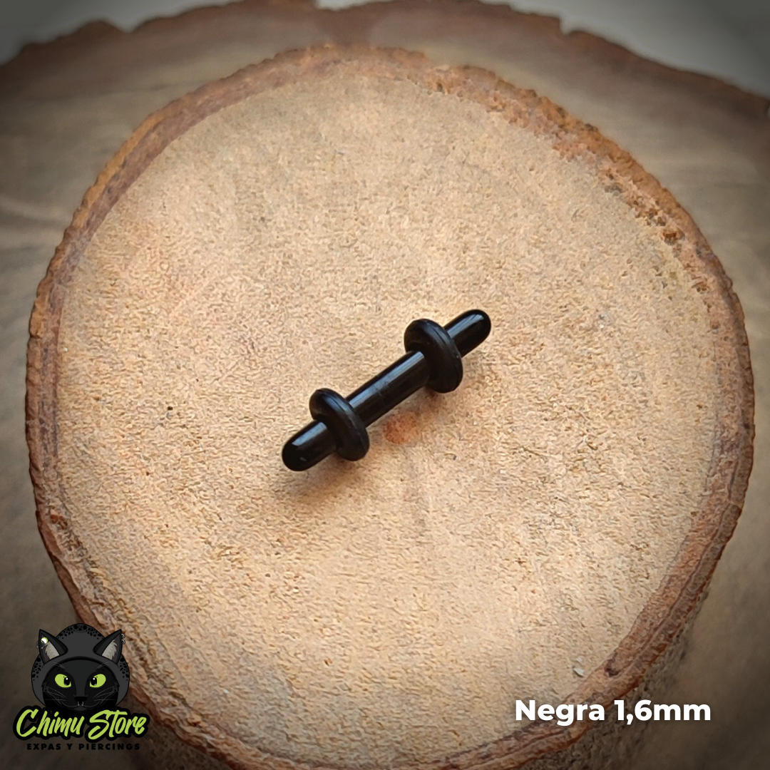 Expansiones Acrílico - Negras con Gomitas (1,6mm a 10mm)