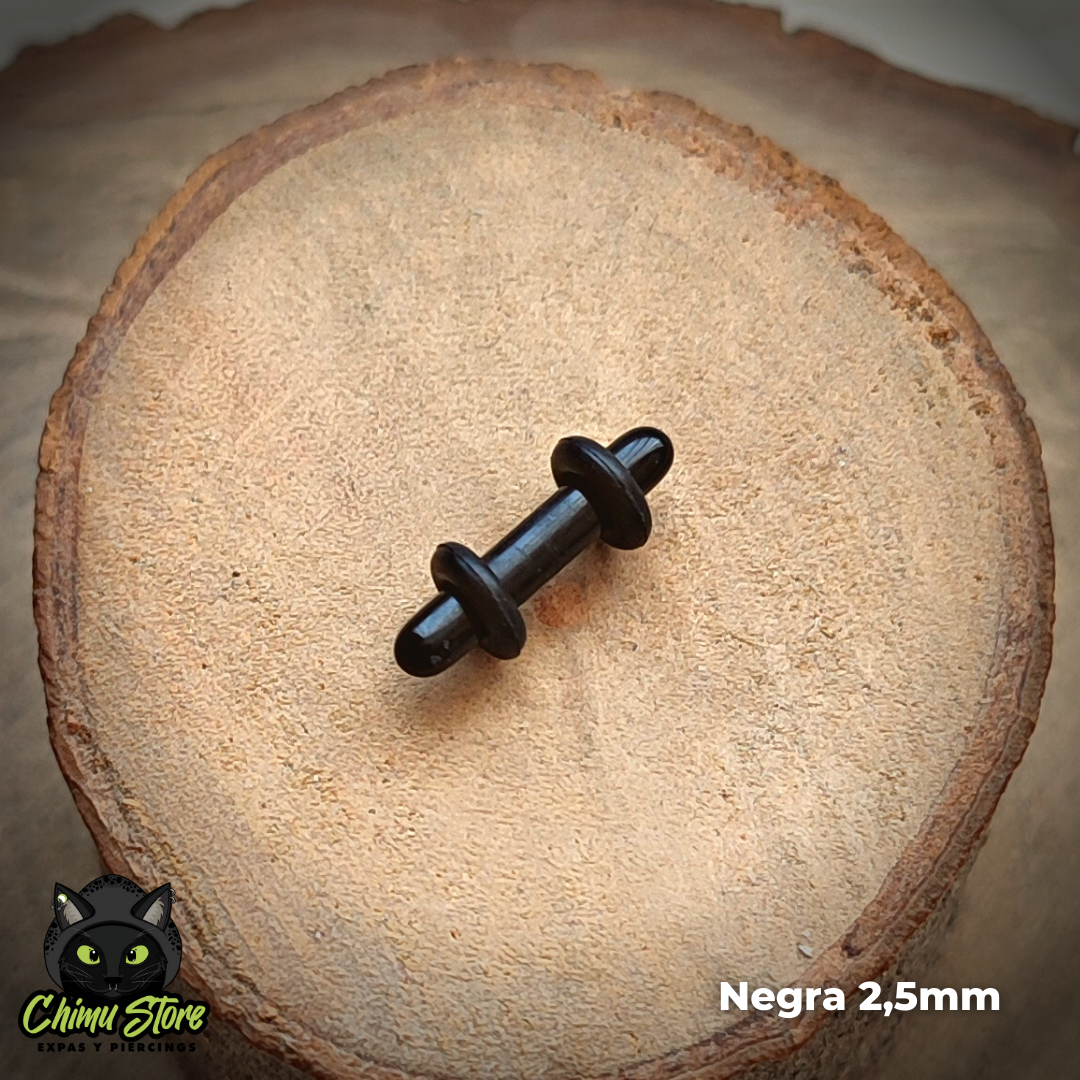 Expansiones Acrílico - Negras con Gomitas (1,6mm a 10mm)